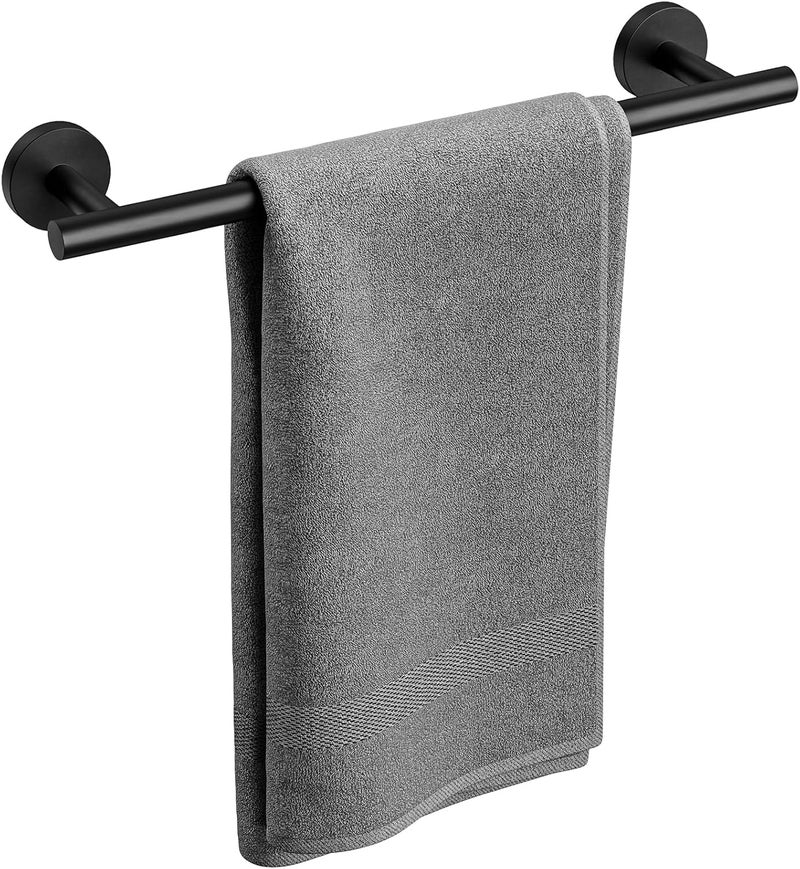Bubxo Matte Black Towel Bar, 16 Inch Bathroom Towel Rack, Towel Holder Wall Mounted, Thicken SUS304 Stainless Steel Towel Rod Modern Home Decor (Total Length 18-Inch) - Image 1
